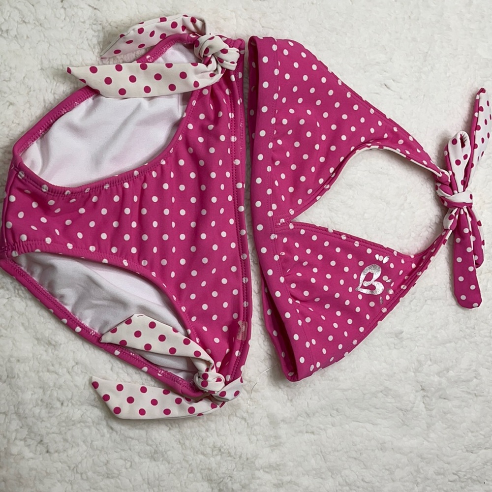 Pink Polla Dot Justice Bikini Reversible Top Sz 12